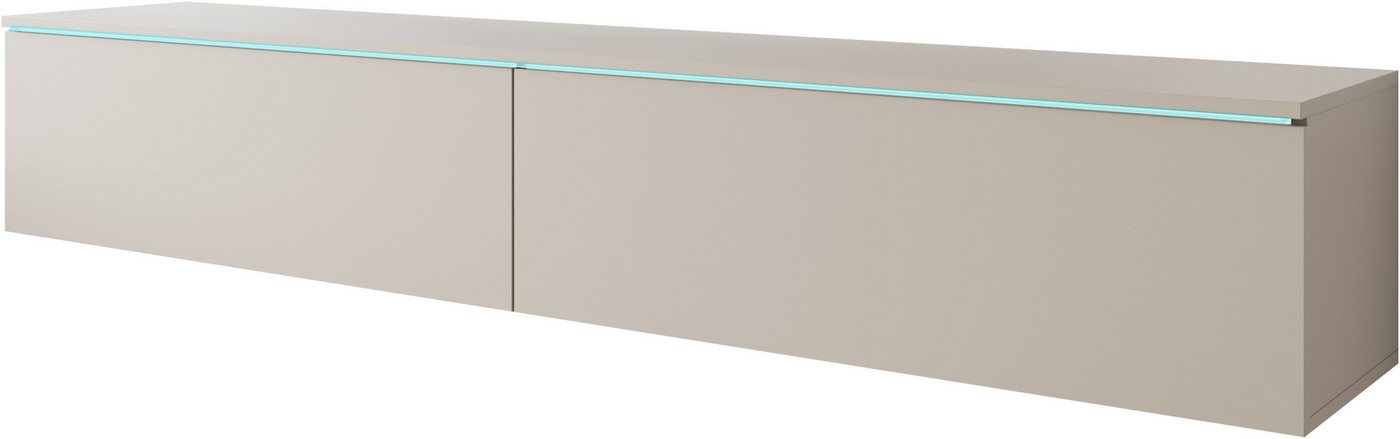 Home affaire Lowboard LOWBOARD VERA, wahlweise mit oder ohne Beleuchtung, Modernes griffloses TV-Board, 180 cm TV-Schrank, stehend und hängend – Bild 2 von 5