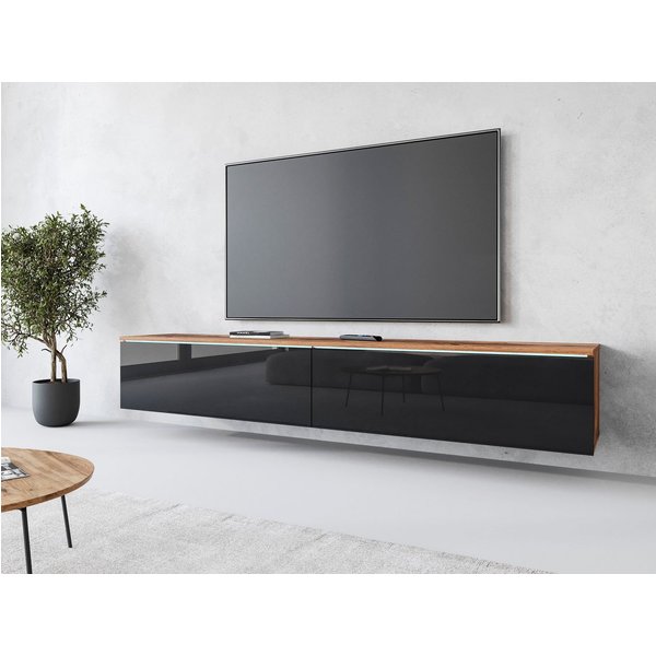 Home affaire Lowboard LOWBOARD VERA, wahlweise mit oder ohne Beleuchtung, Modernes griffloses TV-Board, 180 cm TV-Schrank, stehend und hängend