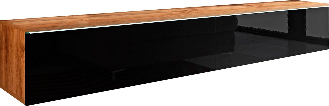 Home affaire Lowboard LOWBOARD VERA, wahlweise mit oder ohne Beleuchtung, Modernes griffloses TV-Board, 180 cm TV-Schrank, stehend und hängend – Bild 2 von 5