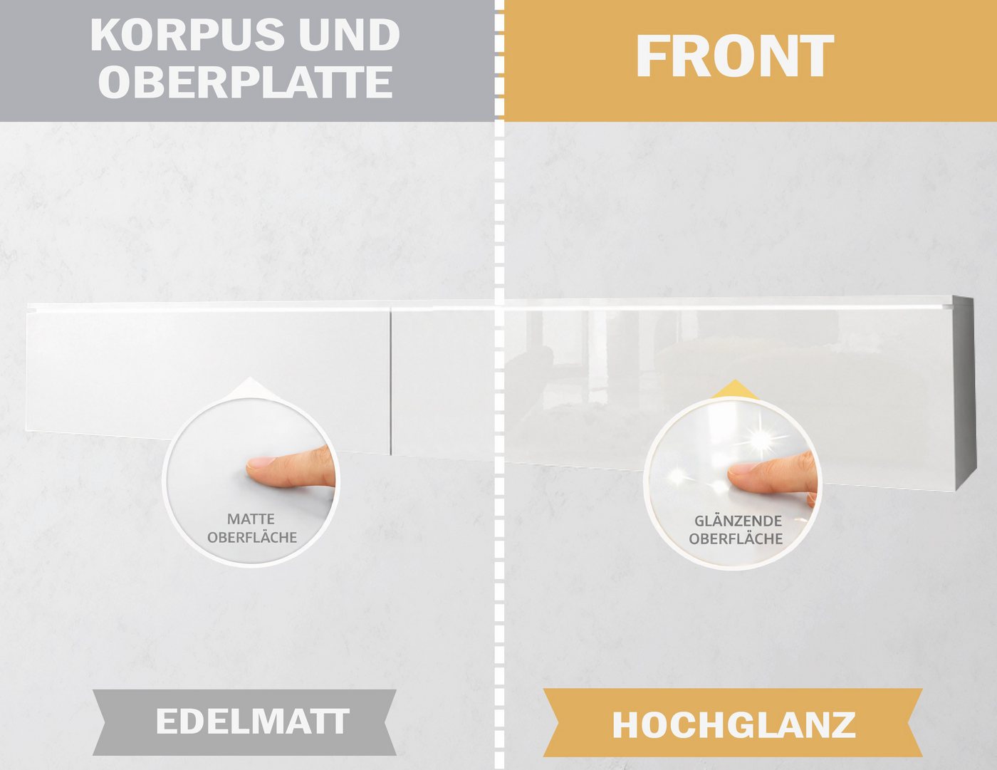Home affaire Lowboard LOWBOARD VERA, wahlweise mit oder ohne Beleuchtung, Modernes griffloses TV-Board, 180 cm TV-Schrank, stehend und hängend – Bild 5 von 5