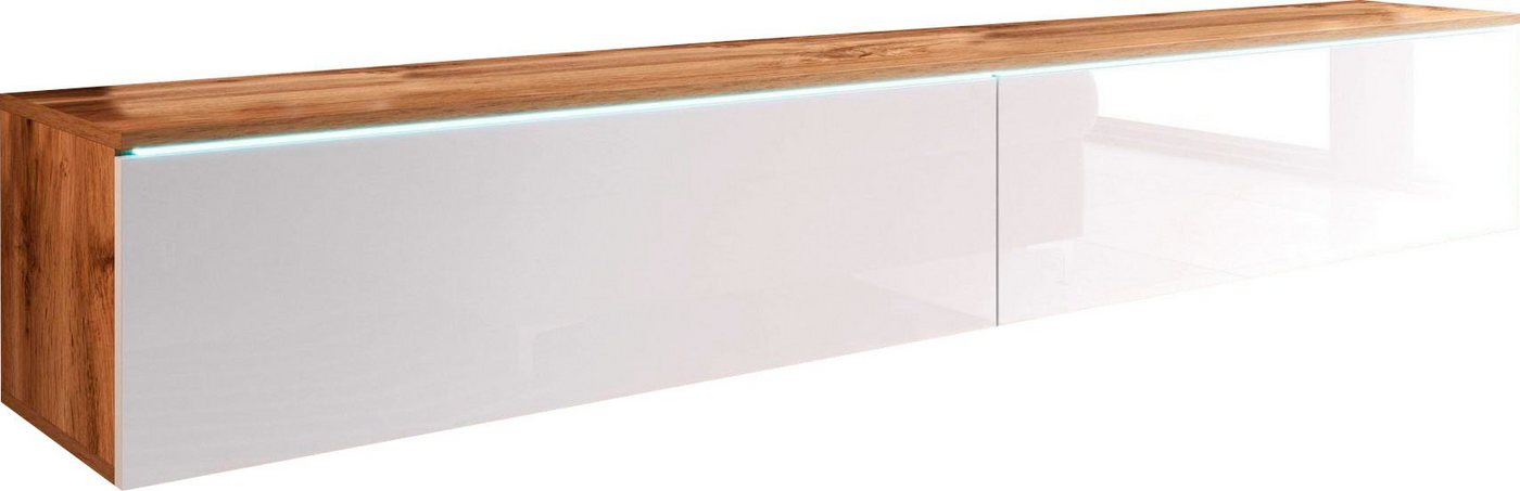 Home affaire Lowboard LOWBOARD VERA, wahlweise mit oder ohne Beleuchtung, Modernes griffloses TV-Board, 180 cm TV-Schrank, stehend und hängend – Bild 2 von 5