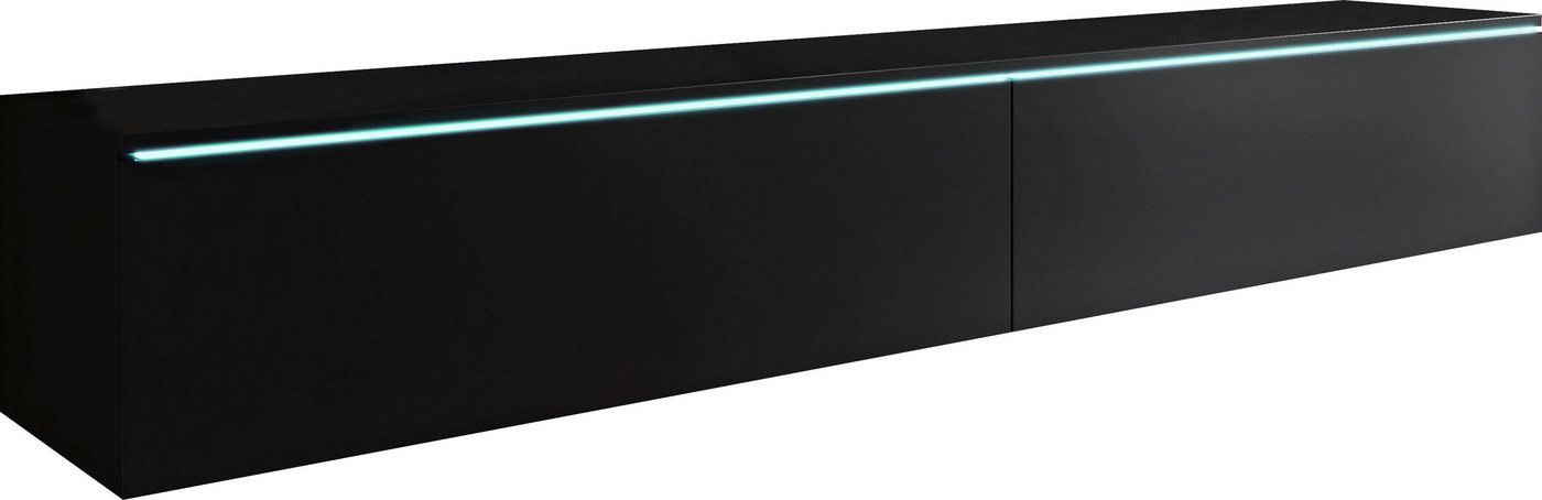 Home affaire Lowboard LOWBOARD VERA, wahlweise mit oder ohne Beleuchtung, Modernes griffloses TV-Board, 180 cm TV-Schrank, stehend und hängend – Bild 2 von 5
