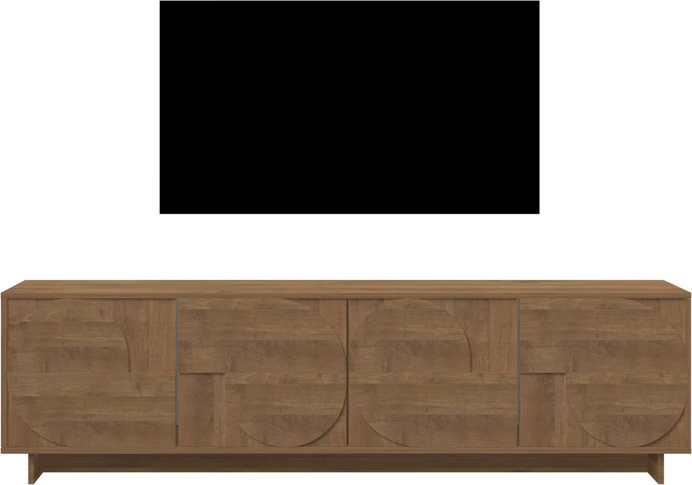 Home affaire Lowboard Zen, 205 cm breit, 4 Türen, Mediaboard, TV-Schrank, TV-Board, Push-to-open, 3D-Fronten, Mercure-Holzstruktur, viel Stauraum – Bild 4 von 5