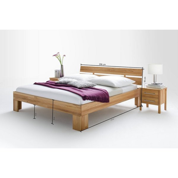 Home affaire Massivholzbett Modesty II, Made in Europe (hohe Belastbarkeit: 200kg je Seite), aus massiver Kernbuche, in verschiedenen Breiten, mit Metallbeschlä