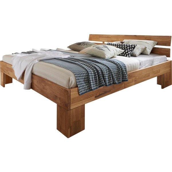 Home affaire Massivholzbett Tommy, Futonbett, aus Massive FSC-zertifizierte Wildeiche, Futon Stil (hohe Belastbarkeit: 200kg je Seite), Massivholz Scandi Design