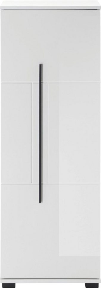 Home affaire Midischrank Cantara, Badschrank in Hochglanz Weiß, Schrank im modernen Design mit schwarzen Griffen, ausreichend Stauraum – Bild 2 von 5