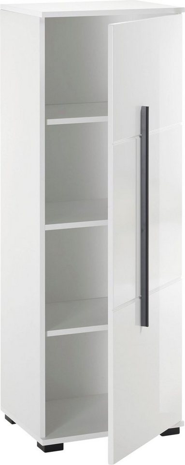 Home affaire Midischrank Cantara, Badschrank in Hochglanz Weiß, Schrank im modernen Design mit schwarzen Griffen, ausreichend Stauraum – Bild 3 von 5