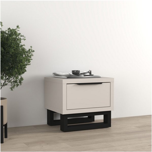 Home affaire Nachtkommode Bronne,Breite 55 cm, Nachttisch mit 1 Schublade, Moderner Nachtschrank mit Kufen in Metalloptik, Metallgriff