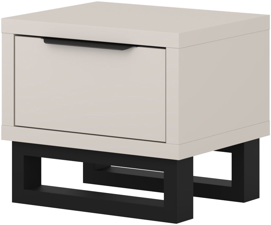 Home affaire Nachtkommode Bronne,Breite 55 cm, Nachttisch mit 1 Schublade, Moderner Nachtschrank mit Kufen in Metalloptik, Metallgriff – Bild 2 von 5