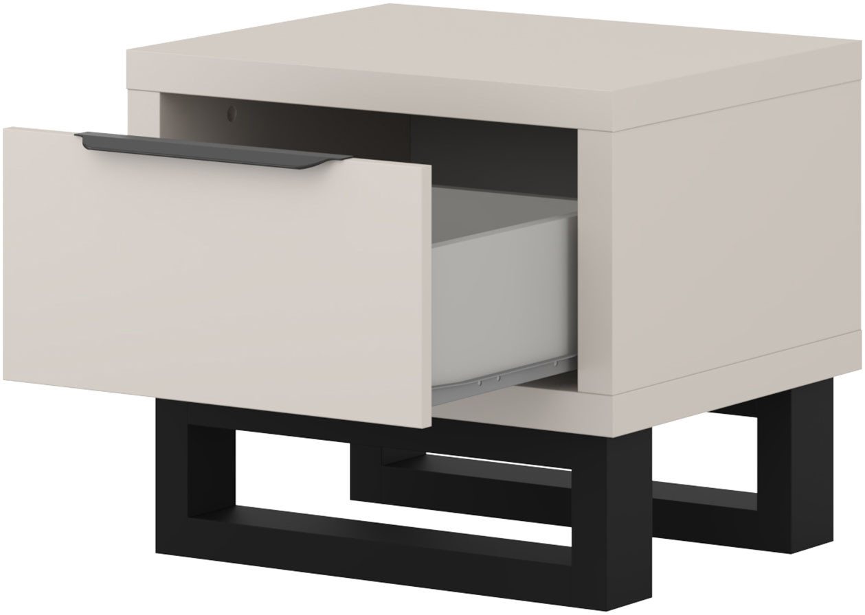 Home affaire Nachtkommode Bronne,Breite 55 cm, Nachttisch mit 1 Schublade, Moderner Nachtschrank mit Kufen in Metalloptik, Metallgriff – Bild 5 von 5