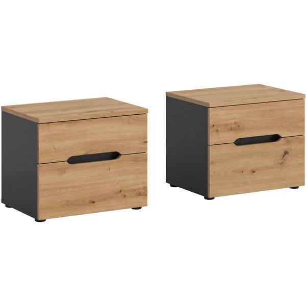 Home affaire Nachtkommode REHAT, 2er Set, je 50x37x42 cm, inkl. 2 Schubkästen (2 St., TOPSELLER!, individuell platzierbar nicht nur im Schlafzimmer), Nachttisch