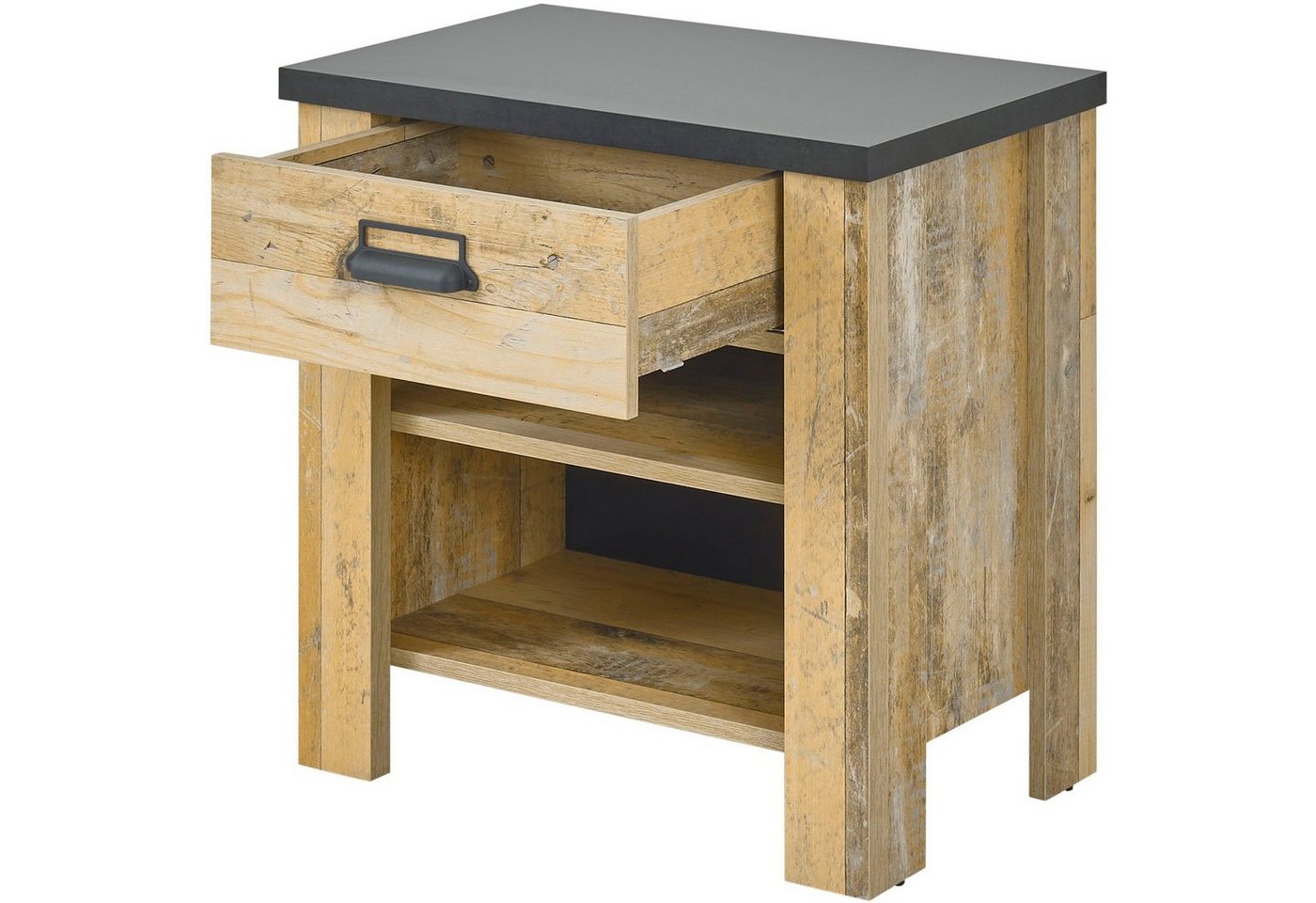 Home affaire Nachtkommode SHERWOOD, mit Apothekergriff aus Metall, Schubkasten "Soft close", Breite 60 cm – Bild 4 von 5