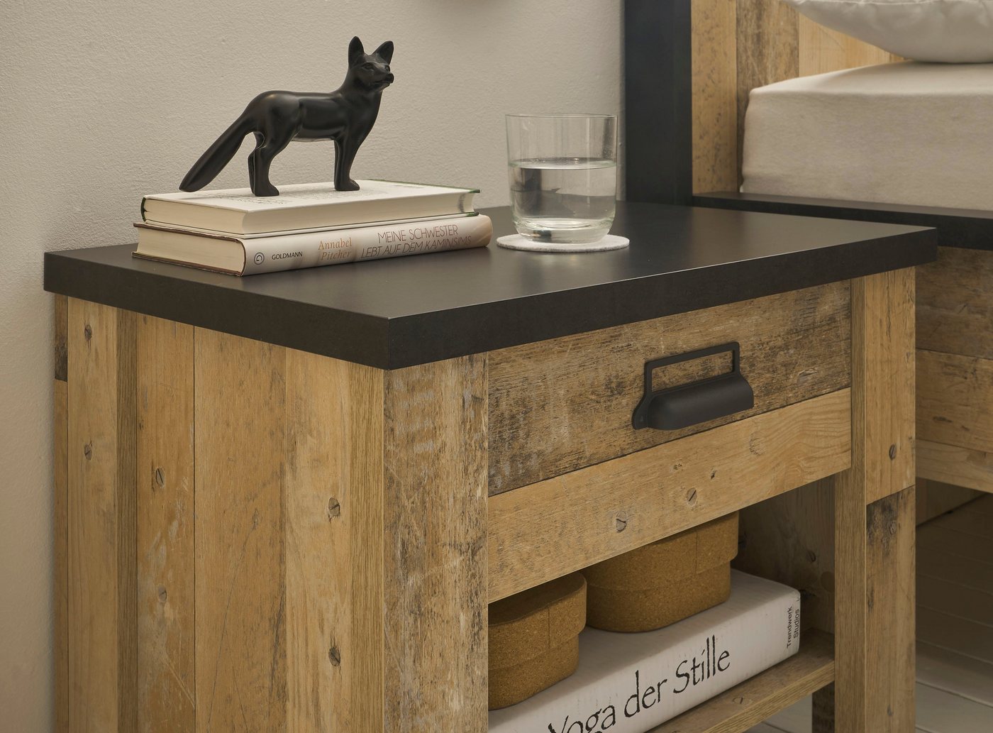 Home affaire Nachtkommode SHERWOOD, mit Apothekergriff aus Metall, Schubkasten "Soft close", Breite 60 cm – Bild 5 von 5