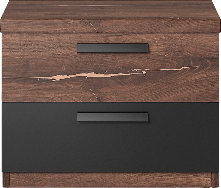 Home affaire Nachtkommode Sigma, Breite 46 cm, moderner Nachtschrank mit 2 Schubladen, Nachttisch viel Stauraum, Nachtkonsole – Bild 3 von 5