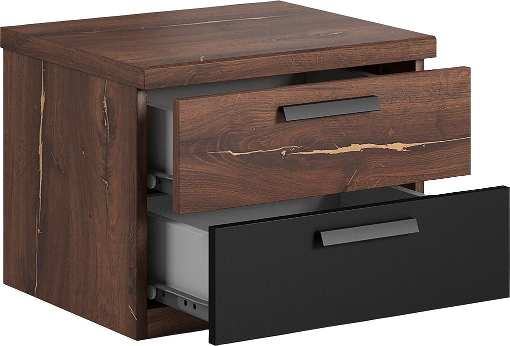 Home affaire Nachtkommode Sigma, Breite 46 cm, moderner Nachtschrank mit 2 Schubladen, Nachttisch viel Stauraum, Nachtkonsole – Bild 4 von 5