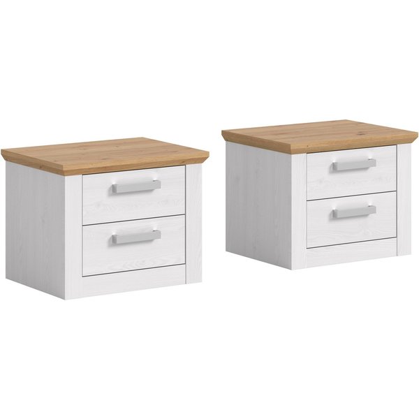 Home affaire Nachtschrank COSENZA, 2er Set, Breite je 54cm, in Landhausoptik (2er Set, inklusive je 2 Schubkästen mit Vollauszug) Nachtkommode, Nachtische, Komm
