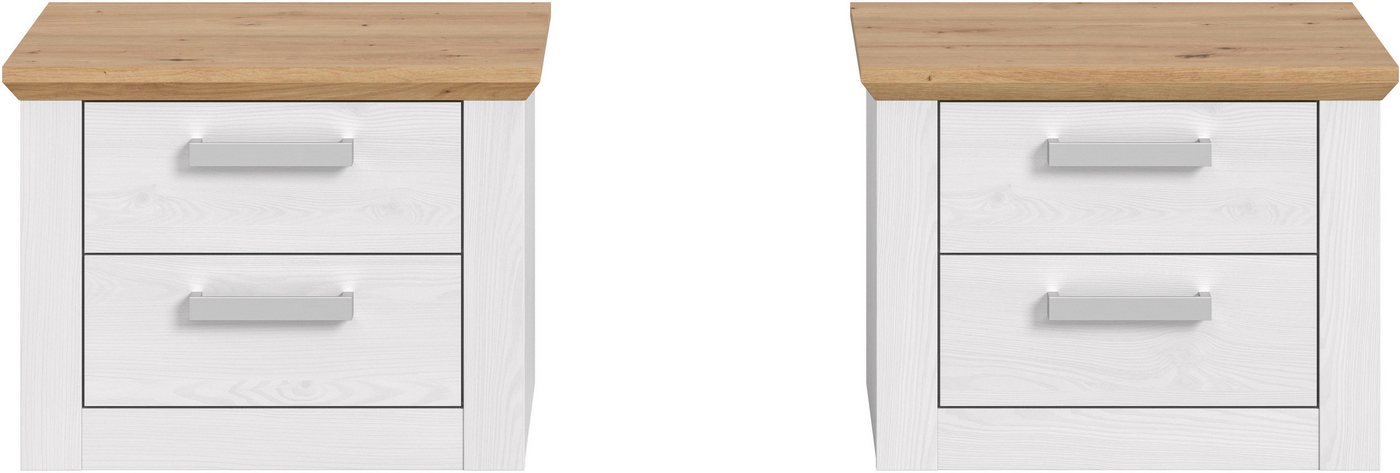 Home affaire Nachtschrank COSENZA, 2er Set, Breite je 54cm, in Landhausoptik (2er Set, inklusive je 2 Schubkästen mit Vollauszug) Nachtkommode, Nachtische, Komm – Bild 4 von 5