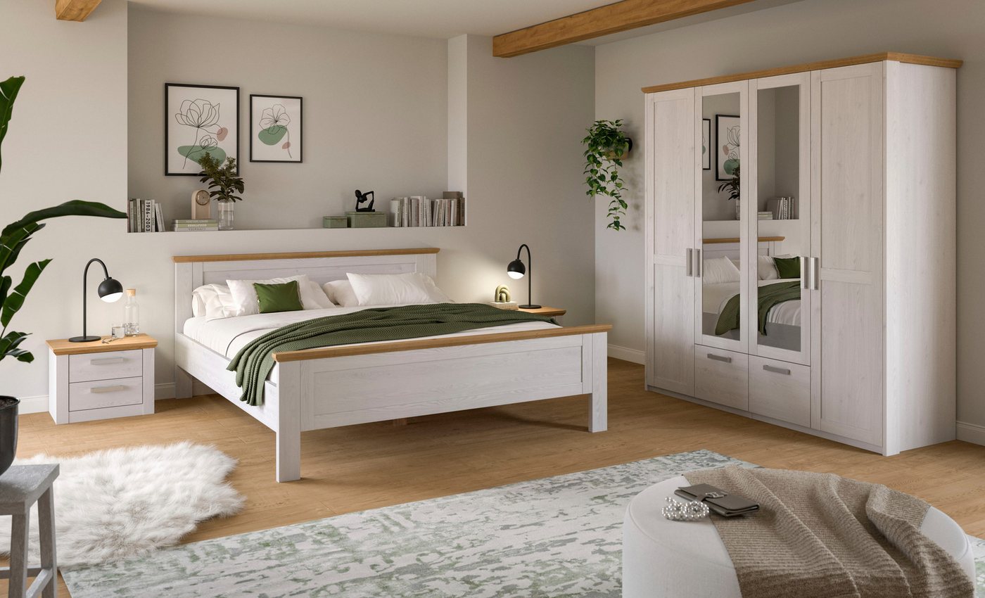 Home affaire Nachtschrank COSENZA, 2er Set, Breite je 54cm, in Landhausoptik (2er Set, inklusive je 2 Schubkästen mit Vollauszug) Nachtkommode, Nachtische, Komm – Bild 5 von 5