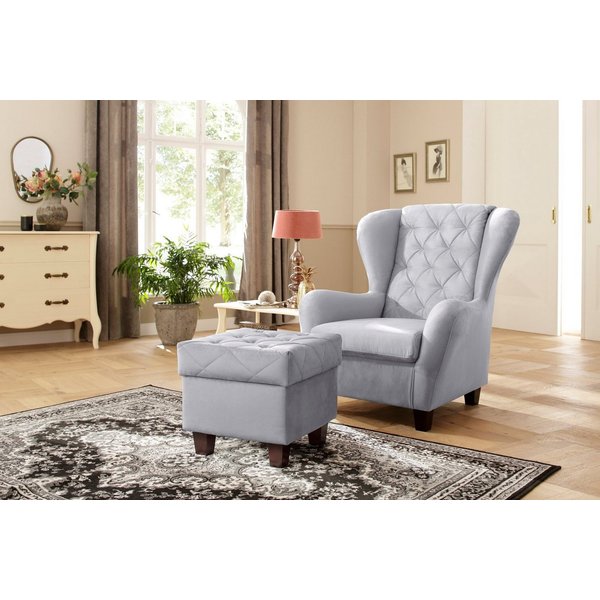 Home affaire Ohrensessel Alexander, B: 92 cm, Sitzhöhe: 44 cm, Set: mit Hocker