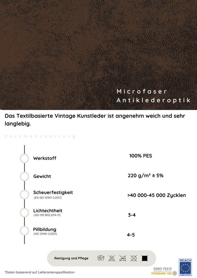 Home affaire Ohrensessel Alexander, B: 92 cm, Sitzhöhe: 44 cm, Set: mit Hocker – Bild 3 von 5