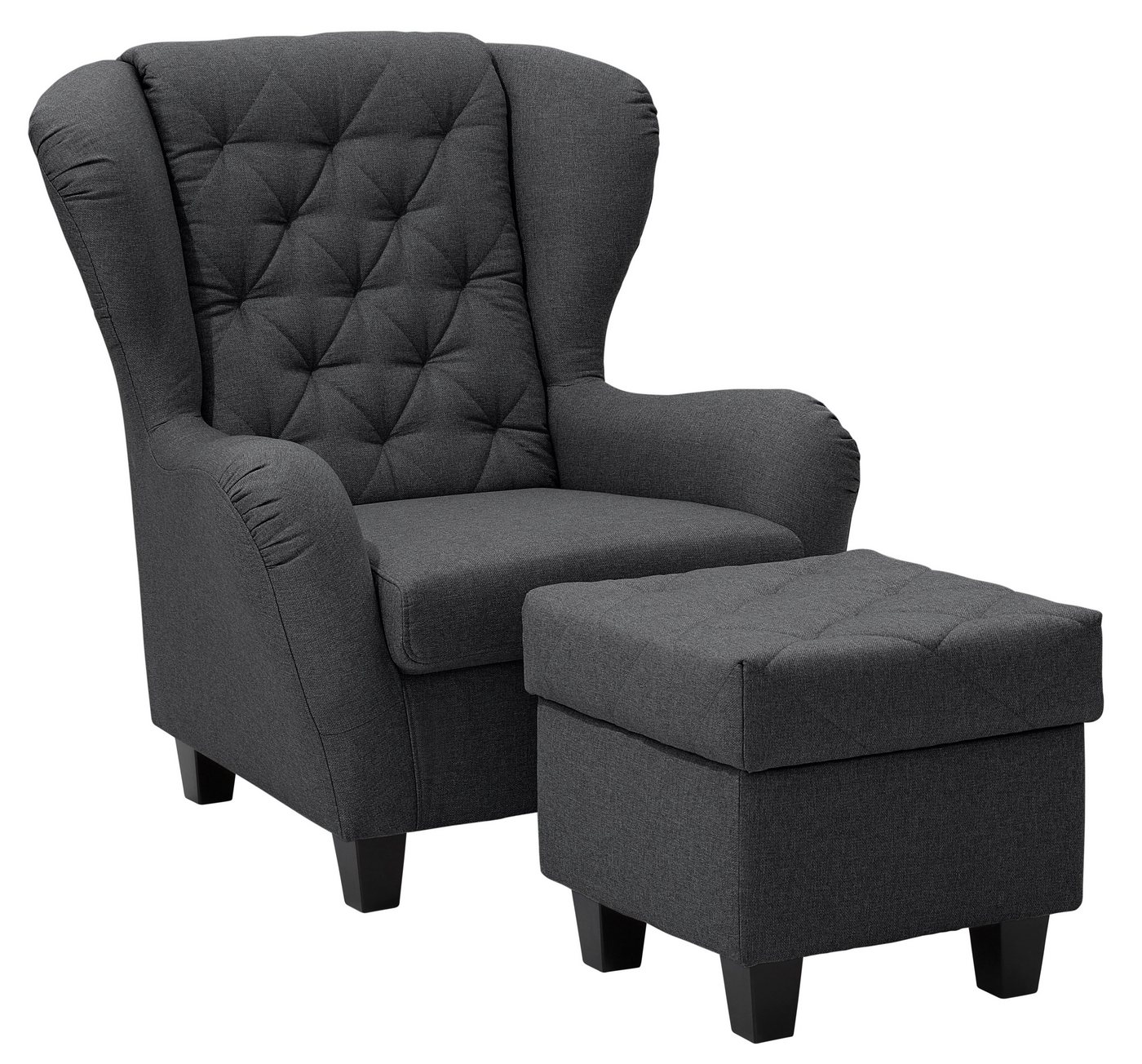 Home affaire Ohrensessel Alexander, B: 92 cm, Sitzhöhe: 44 cm, Set: mit Hocker – Bild 2 von 5