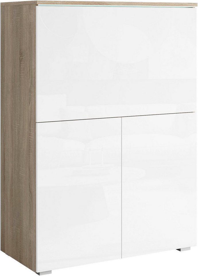 Home affaire PC-Schrank Vera, Sekretär, Home-Office-Schreibtisch mit LED-Beleuchtung (1 St), Multifunktional mit Stauraum, klappbare Tischfläche, LED, B 90 cm – Bild 2 von 5