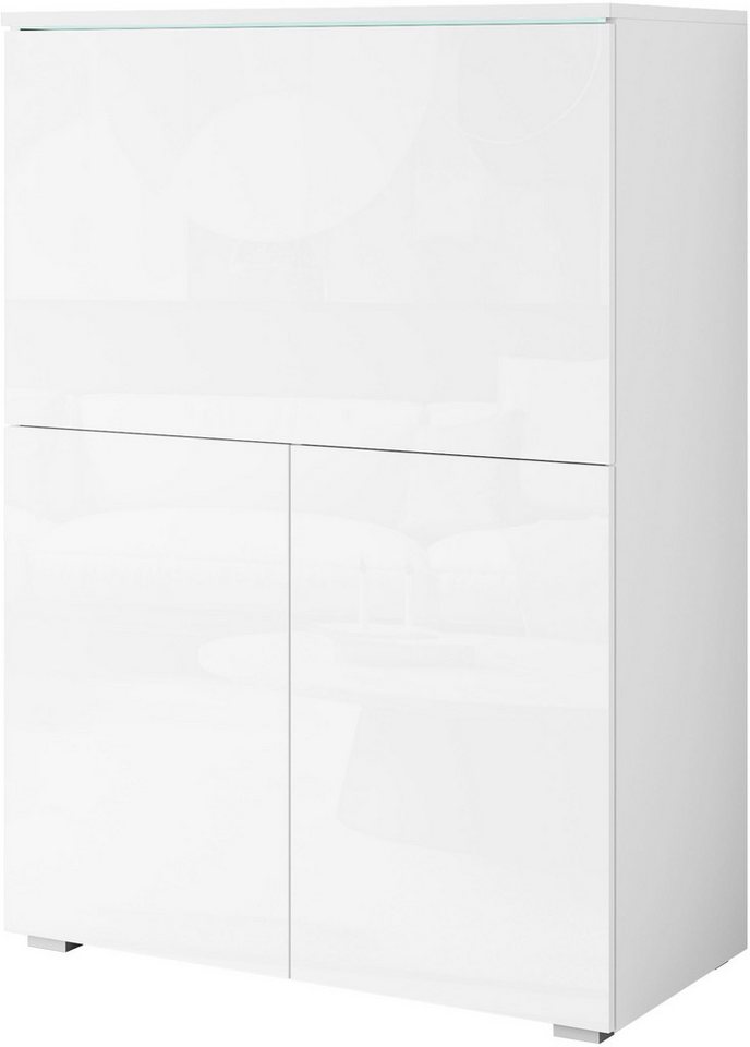 Home affaire PC-Schrank Vera, Sekretär, Home-Office-Schreibtisch mit LED-Beleuchtung (1 St), Multifunktional mit Stauraum, klappbare Tischfläche, LED, B 90 cm – Bild 2 von 5