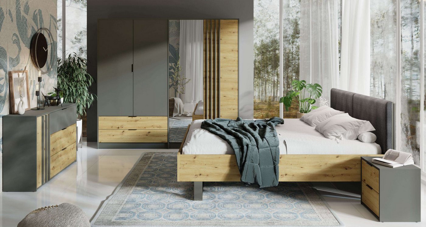 Home affaire Polsterbett Bett Loreto, Maße: B/T/H 185,5/211/98 cm, Bett 180x200 cm mit gepolstertem Kopfteil – Bild 5 von 5