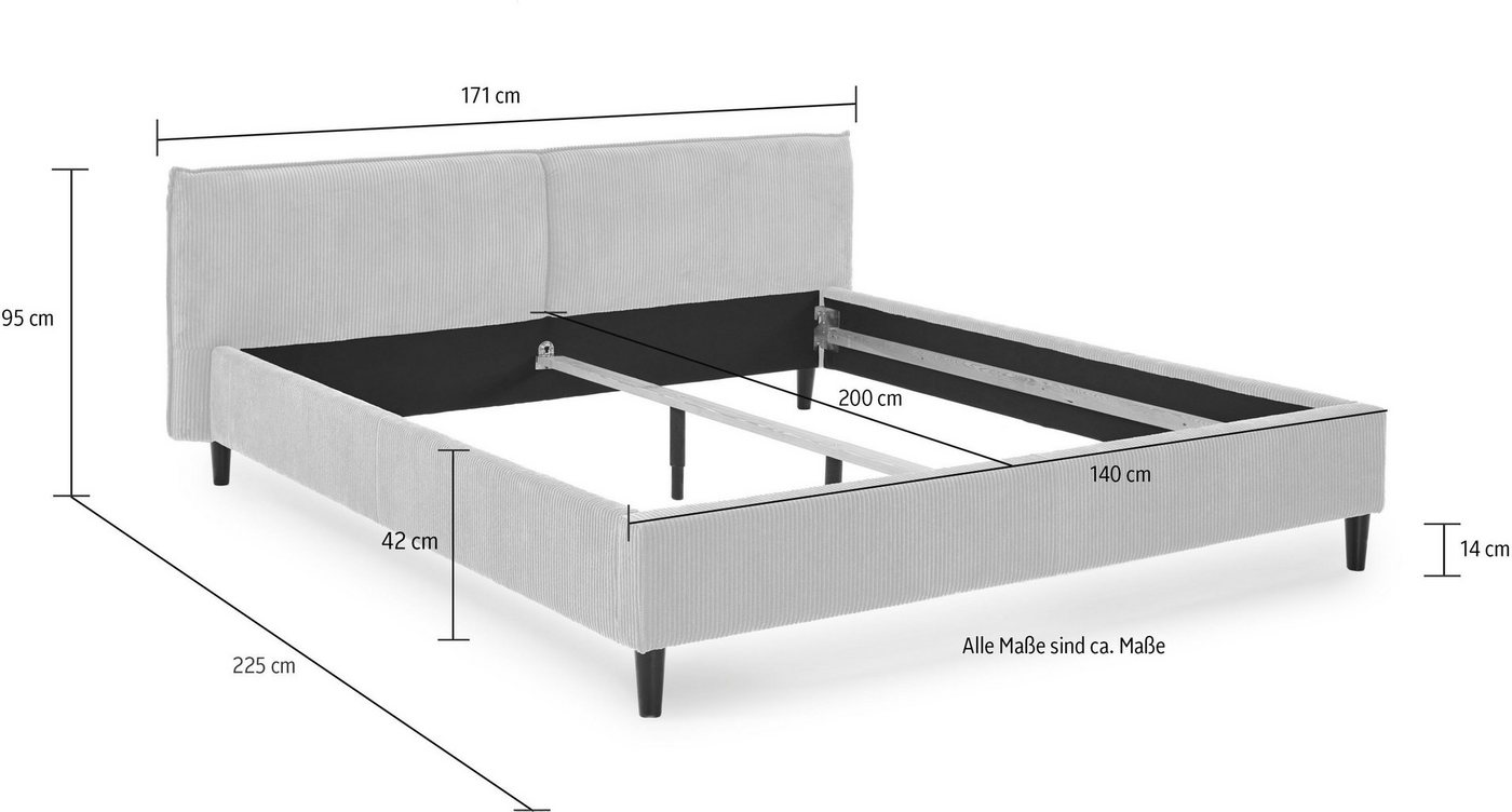 Home affaire Polsterbett Brookfield, mit Cordbezug und hoher Belastbarkeit – Bild 5 von 5