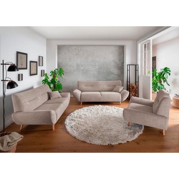 Home affaire Polstergarnitur Drago elegant und zeitlos, komfortabel, moderne Formensprache, (Set, 3-tlg., 3-Sitzer, 2-Sitzer und Sessel), Set 3-2-1, bequem, ver