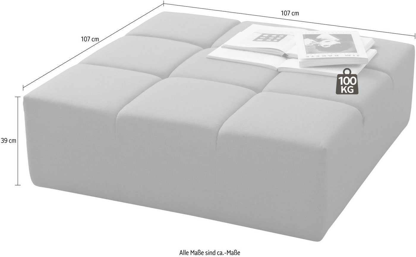 Home affaire Polsterhocker Ancona, Polsterhocker passend zum Sofa, Breite 107 cm, passend zur "Ancona"-Polsterserie, auch in Cord + Easy Care – Bild 4 von 4