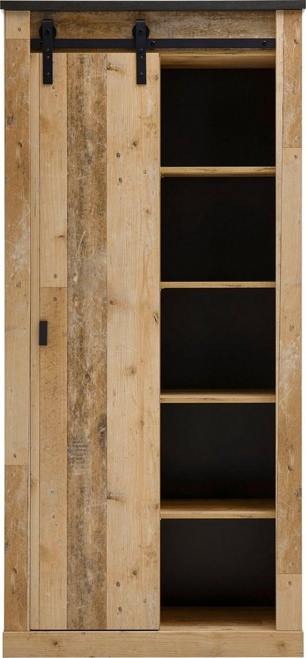 Home affaire Regal SHERWOOD, modernes Holz Dekor, mit Scheunentorbeschlag aus Metall, Höhe 201 cm – Bild 2 von 5