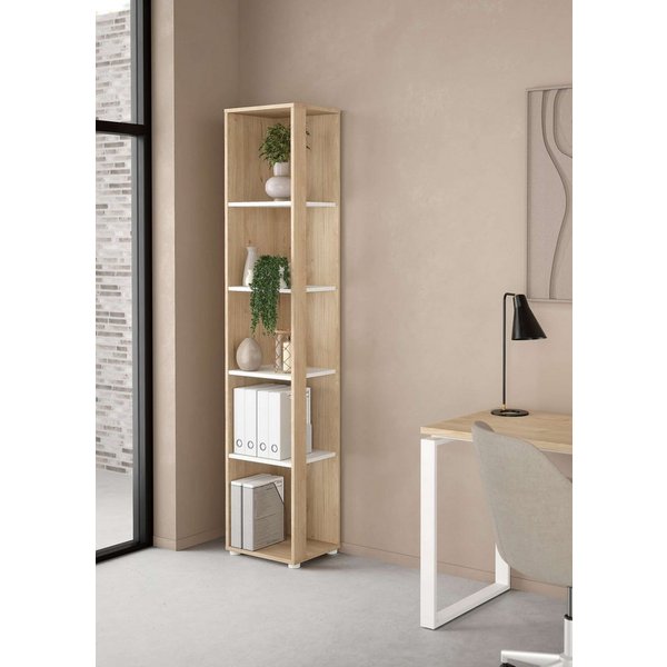 Home affaire Regal Sign Ablageregal, Aktenregal, Bücherregal, Standregal, Wandregal, schmal mit 4 Einlegeböden, zu 2 Seiten offen, Eckregal