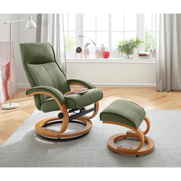 Home affaire Relaxsessel Lille, TV-Sessel, Sessel mit Hocker, Wohnzimmer, Schlaffunktion, Luxus-Microfaser Bezug und Holzgestell, Sitzhöhe 46 cm