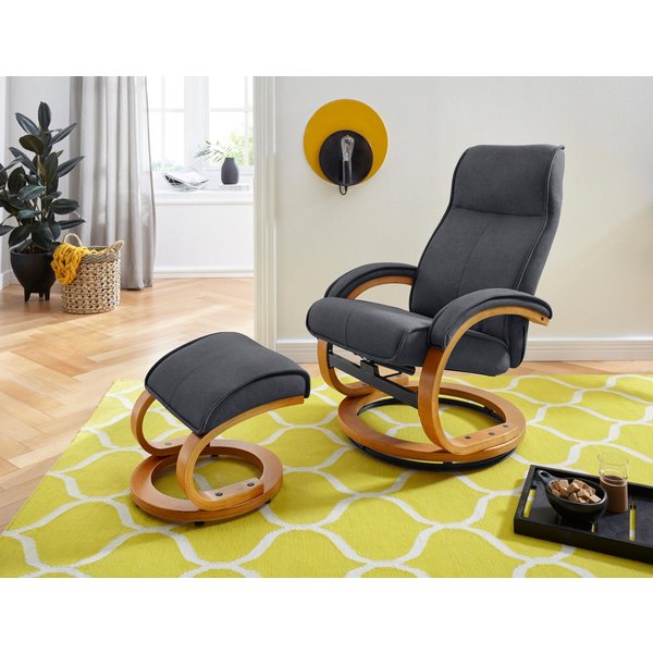 Home affaire Relaxsessel Lille, TV-Sessel, Sessel mit Hocker, Wohnzimmer, Schlaffunktion, Luxus-Microfaser Bezug und Holzgestell, Sitzhöhe 46 cm