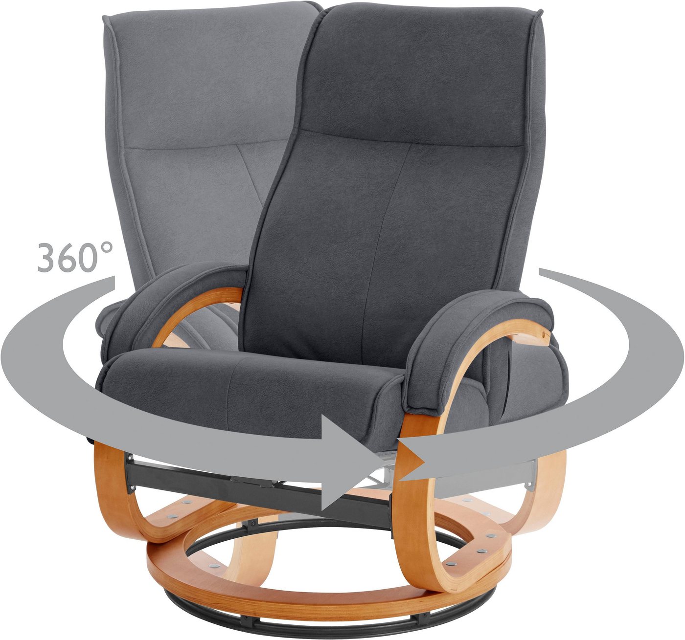 Home affaire Relaxsessel Lille, TV-Sessel, Sessel mit Hocker, Wohnzimmer, Schlaffunktion, Luxus-Microfaser Bezug und Holzgestell, Sitzhöhe 46 cm – Bild 4 von 5