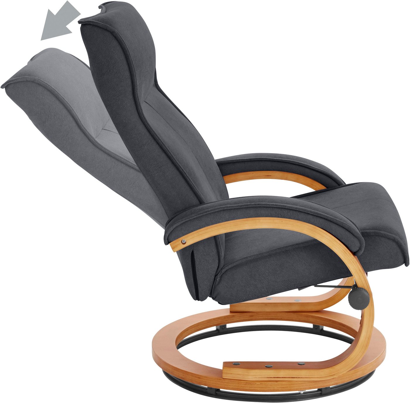 Home affaire Relaxsessel Lille, TV-Sessel, Sessel mit Hocker, Wohnzimmer, Schlaffunktion, Luxus-Microfaser Bezug und Holzgestell, Sitzhöhe 46 cm – Bild 5 von 5