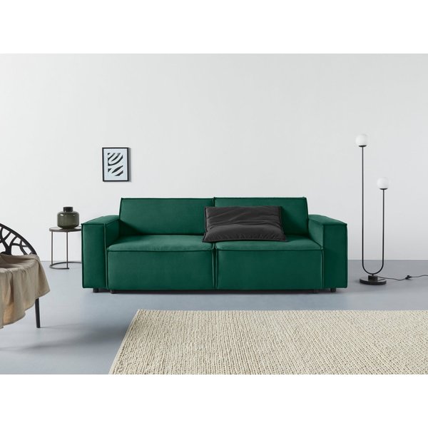 Home affaire Schlafsofa Marva, B: 245 cm, Liegel. 152x190 cm, Schlaffunktion, Bettkasten & 1 Zierkissen, Federkern