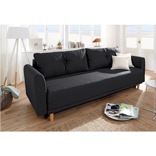 Home affaire Schlafsofa Scandic, B: 219 cm, Liegel. 137x195 cm, Schlaffunktion, Bettkasten & 2 Zierkissen, Federkern
