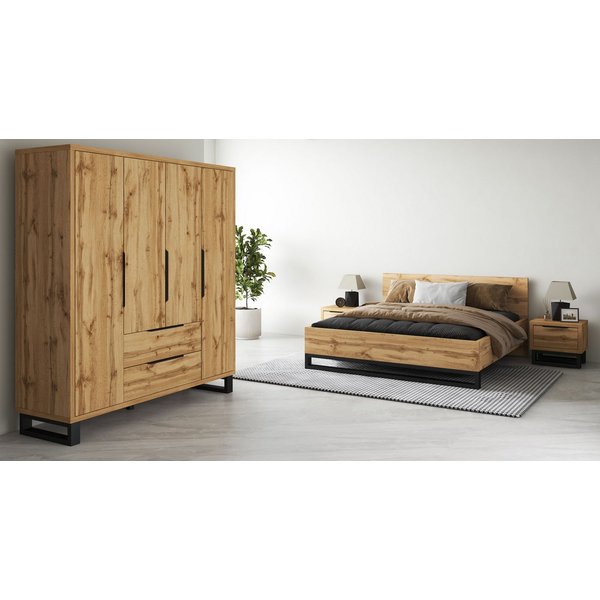 Home affaire Schlafzimmer-Set Bronne,Komplettschlafzimmer (Set,4-St), Schlafzimmer-Set, Schrank 191cm breit, 2xNachtische, Bett180/200cm