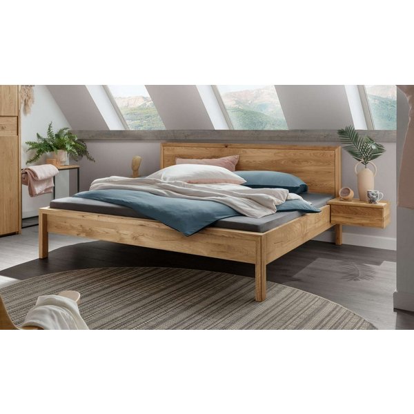 Home affaire Schlafzimmer-Set Huven Schlafzimmer, (3-tlg), Massivholzbett aus Eiche mit 2 Nachttische, FSC®-zertifiziert, stabil