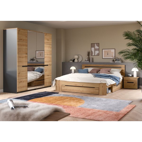 Home affaire Schlafzimmer-Set REHAT, 4-teilig, best. aus: Bett, Kleiderschrank & 2x Nachtkommode, (4-tlg., TOPSELLER!, für Matratzengröße 140x200 cm, viel Staur