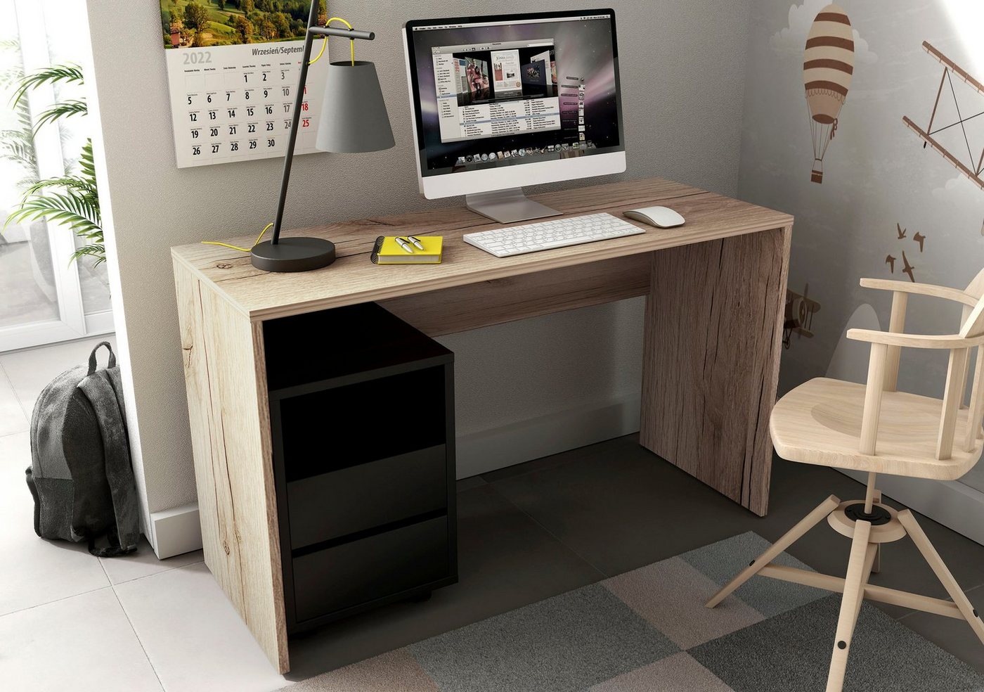 Home affaire Schreibtisch AGAPI, Breite 130, Computertisch im modernen Design & viel Arbeitsfläche – Bild 4 von 5