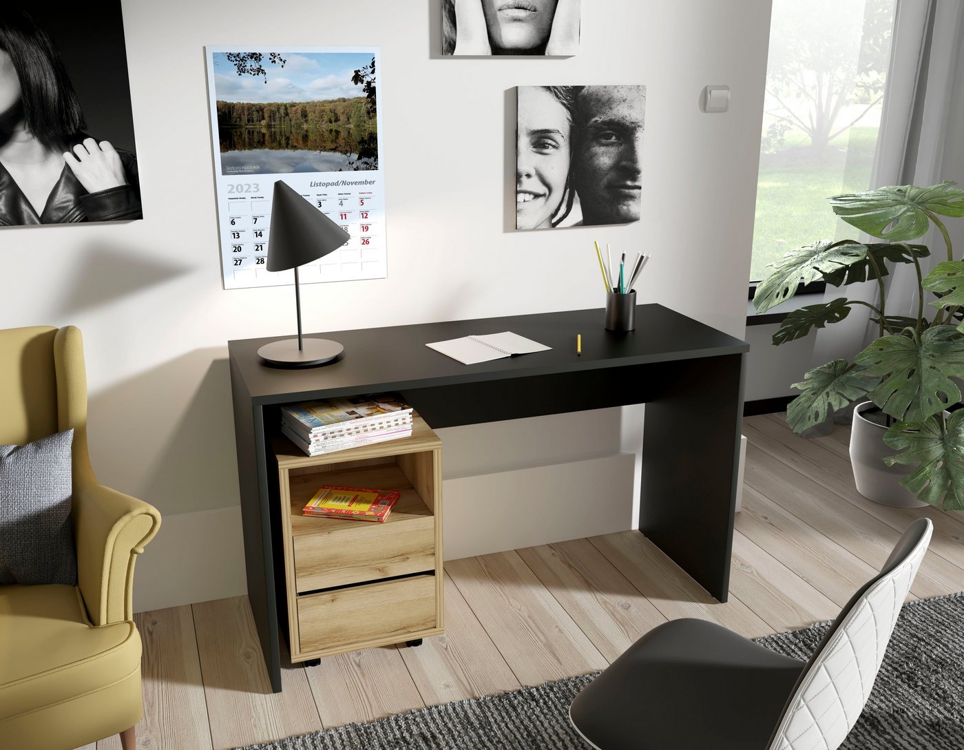 Home affaire Schreibtisch AGAPI, Breite 130, Computertisch im modernen Design & viel Arbeitsfläche – Bild 4 von 5