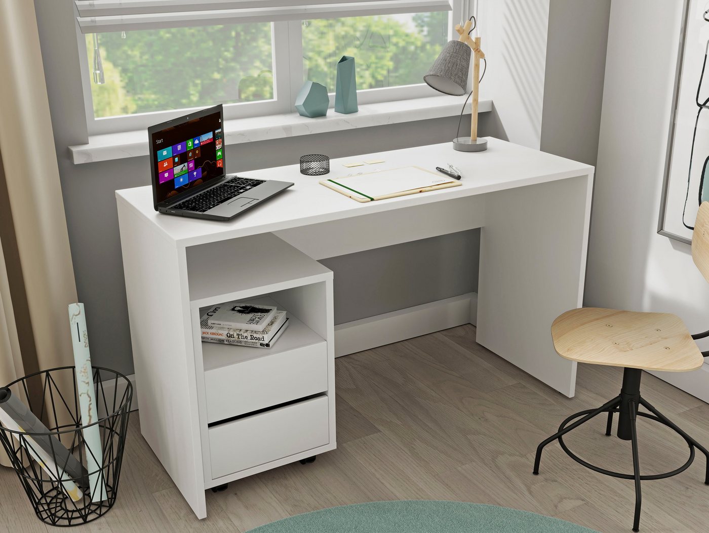 Home affaire Schreibtisch AGAPI, Breite 130, Computertisch im modernen Design & viel Arbeitsfläche – Bild 4 von 5