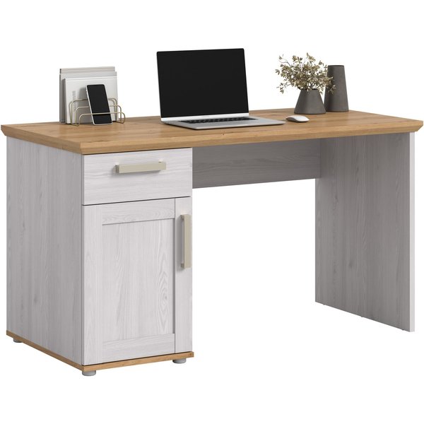 Home affaire Schreibtisch COSENZA, Breite 134 cm, 1 Tür, 1 Schubkasten, 2 Fächer (in Landhausoptik, mit weiteren Artikel der Serie kombinierbar), Bürotisch, Com