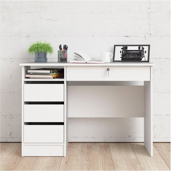 Home affaire Schreibtisch Plus, Computertisch, mit 3 Schubkästen, 1 Schublade mit Schloss, 1 Einlegeboden, modern, minimalistisch, staurum, B: 109,3 x H: 75,6 c