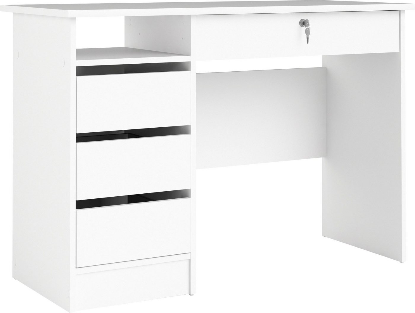 Home affaire Schreibtisch Plus, Computertisch, mit 3 Schubkästen, 1 Schublade mit Schloss, 1 Einlegeboden, modern, minimalistisch, staurum, B: 109,3 x H: 75,6 c – Bild 2 von 5