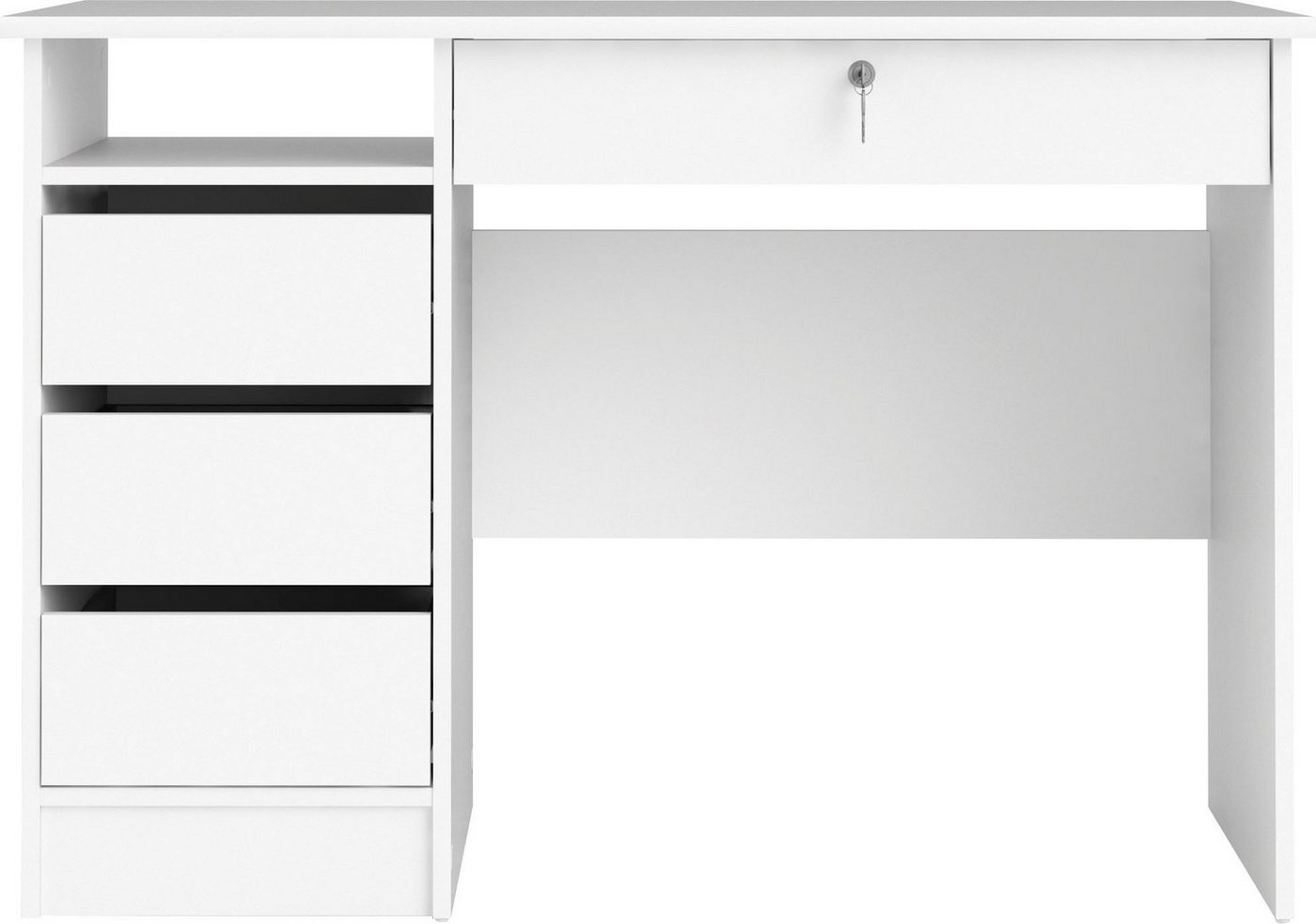 Home affaire Schreibtisch Plus, Computertisch, mit 3 Schubkästen, 1 Schublade mit Schloss, 1 Einlegeboden, modern, minimalistisch, staurum, B: 109,3 x H: 75,6 c – Bild 3 von 5