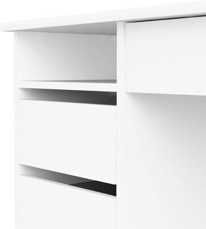 Home affaire Schreibtisch Plus, Computertisch, mit 3 Schubkästen, 1 Schublade mit Schloss, 1 Einlegeboden, modern, minimalistisch, staurum, B: 109,3 x H: 75,6 c – Bild 5 von 5